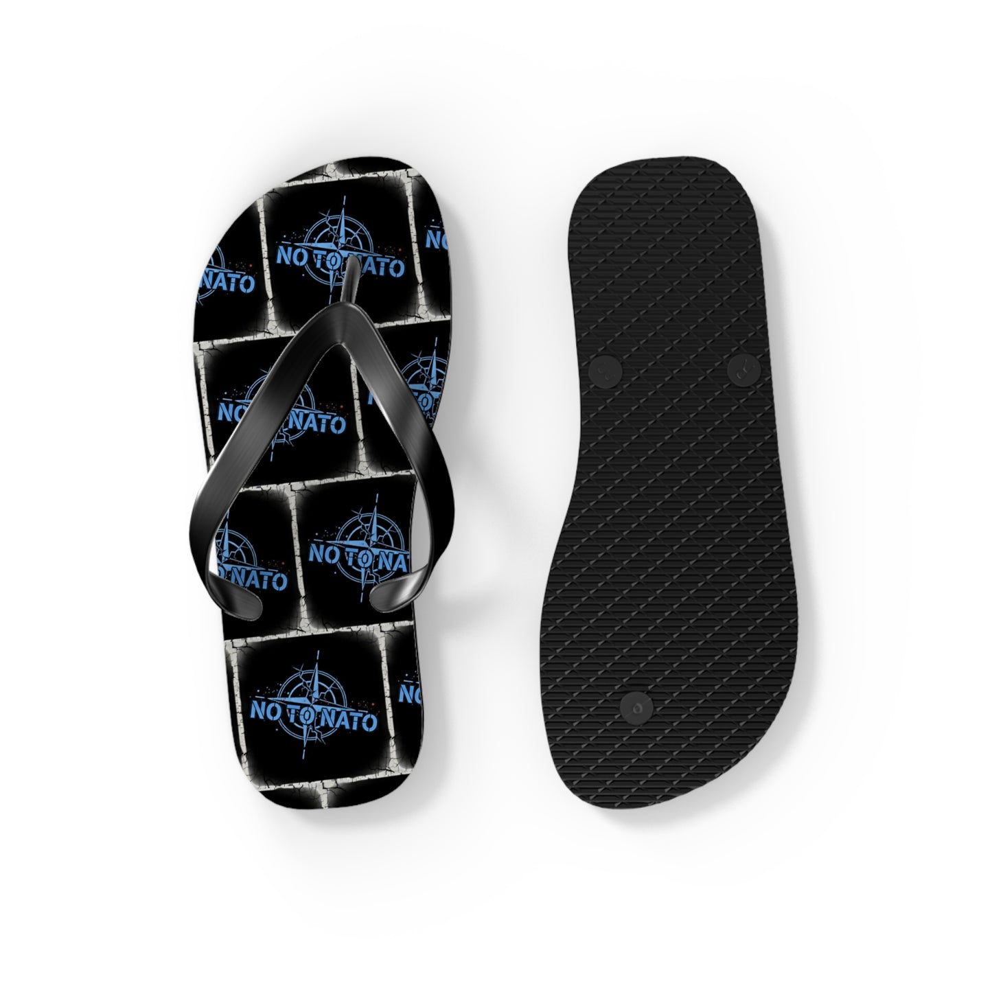 NO TO NATO Flip Flops – Blue Tile Protest