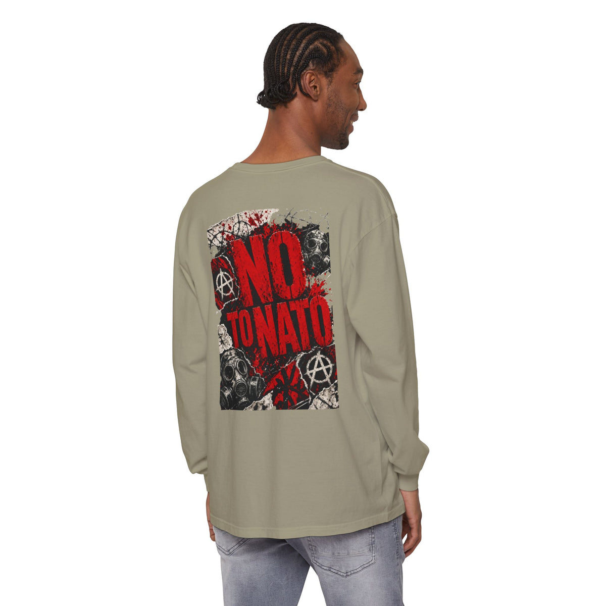 Protest Long Sleeve T‑Shirt — No To NATO Anarchist