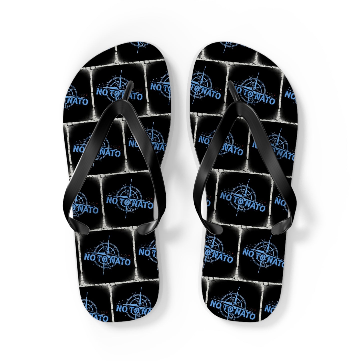 NO TO NATO Flip Flops – Blue Tile Protest