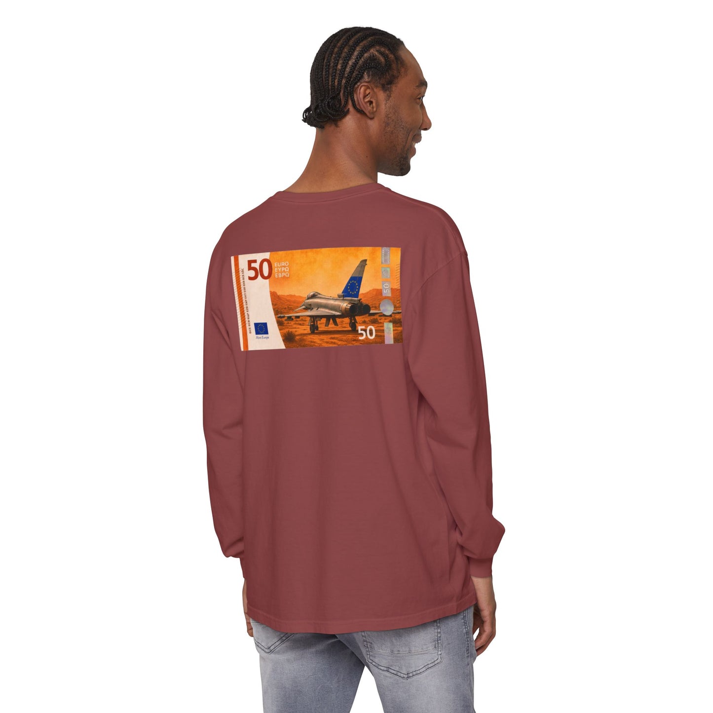 Long Sleeve Tee — More Europe 50euros Back Print