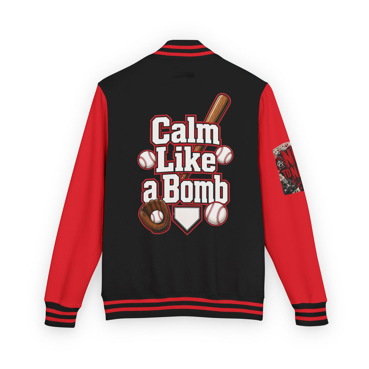 Stay Illegal Varsity Bomber Jacket - Calm Like a Bomb 01 (No To NATO Graphic)