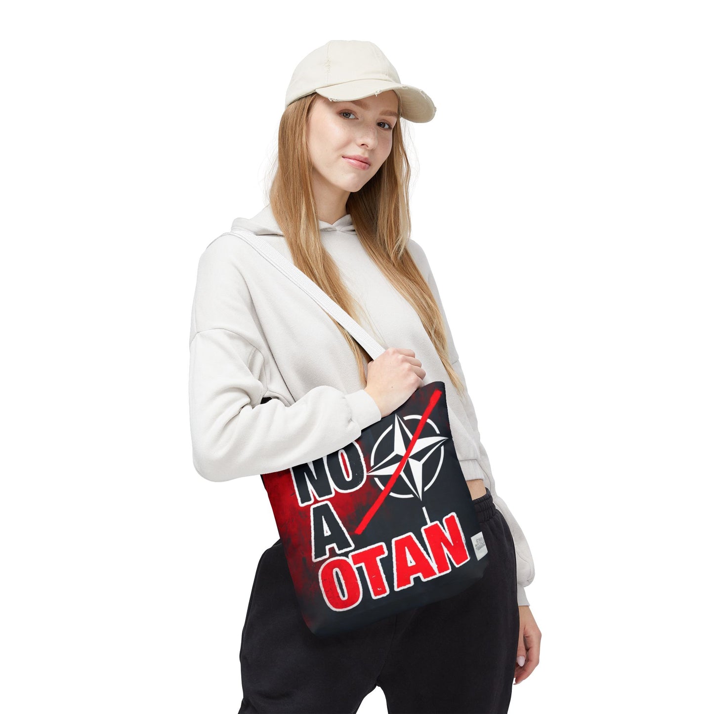 Bolso tote NO A OTAN negro/rojo — Anti-OTAN español/europeo