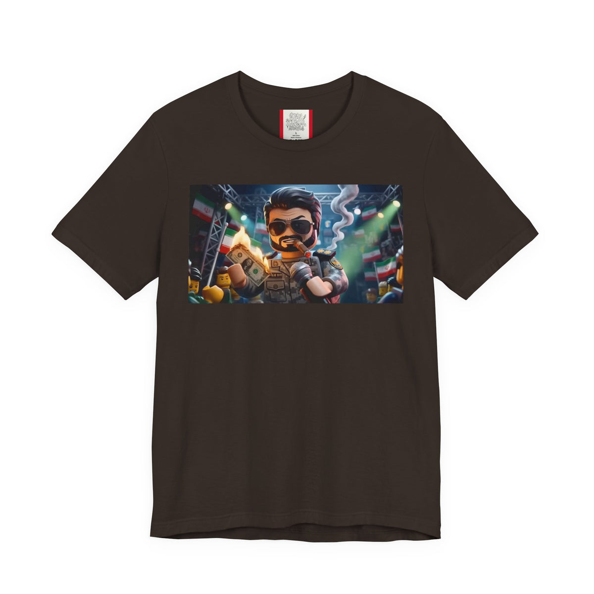 Propaganda T‑Shirt — IRAN LEGOS — IRGC Burn The Dollars