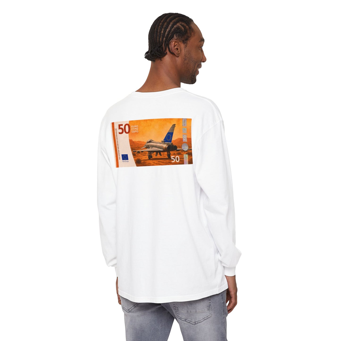 Long Sleeve Tee — More Europe 50euros Back Print