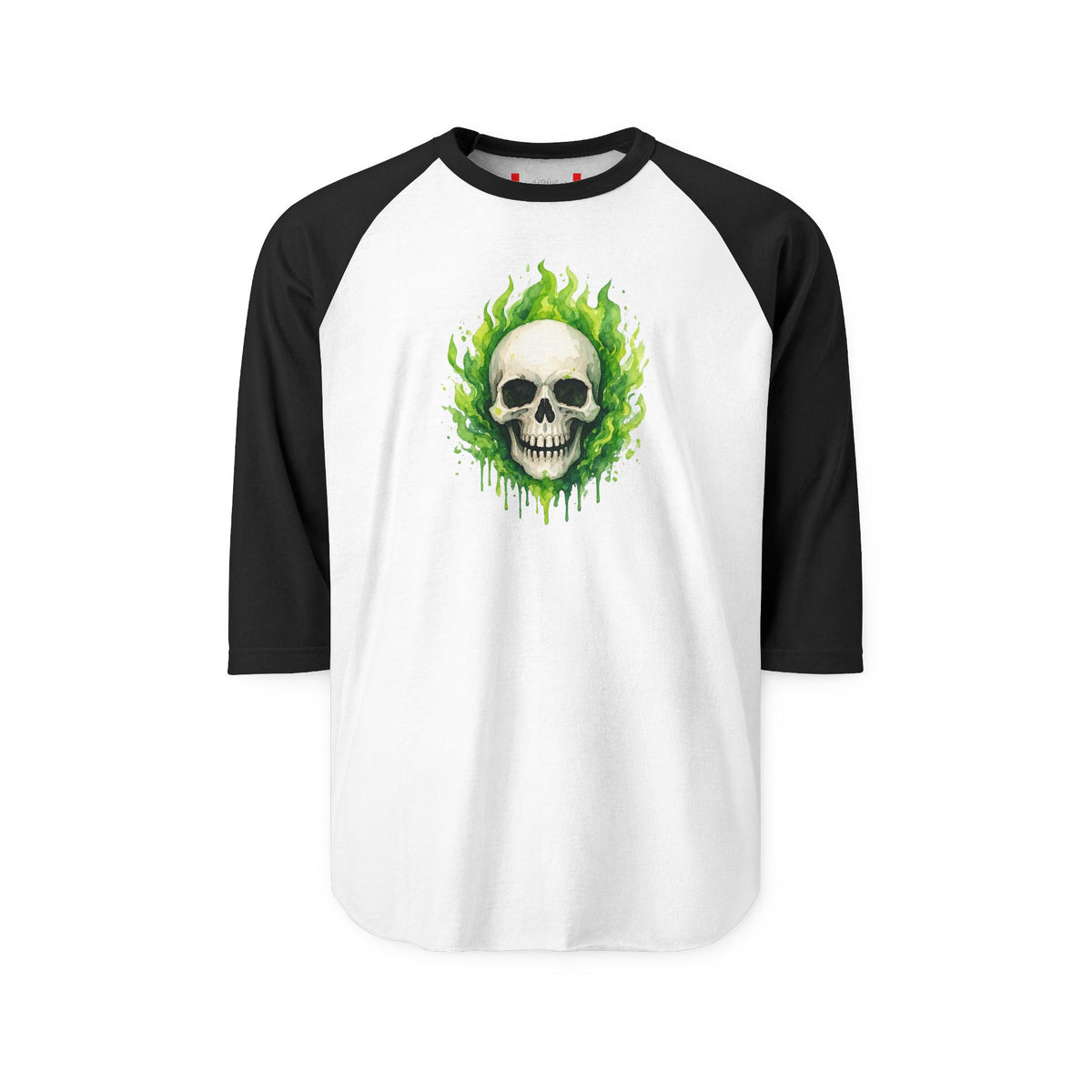 Stay Illegal Raglan 3/4 Sleeve T-Shirt — Green Skull