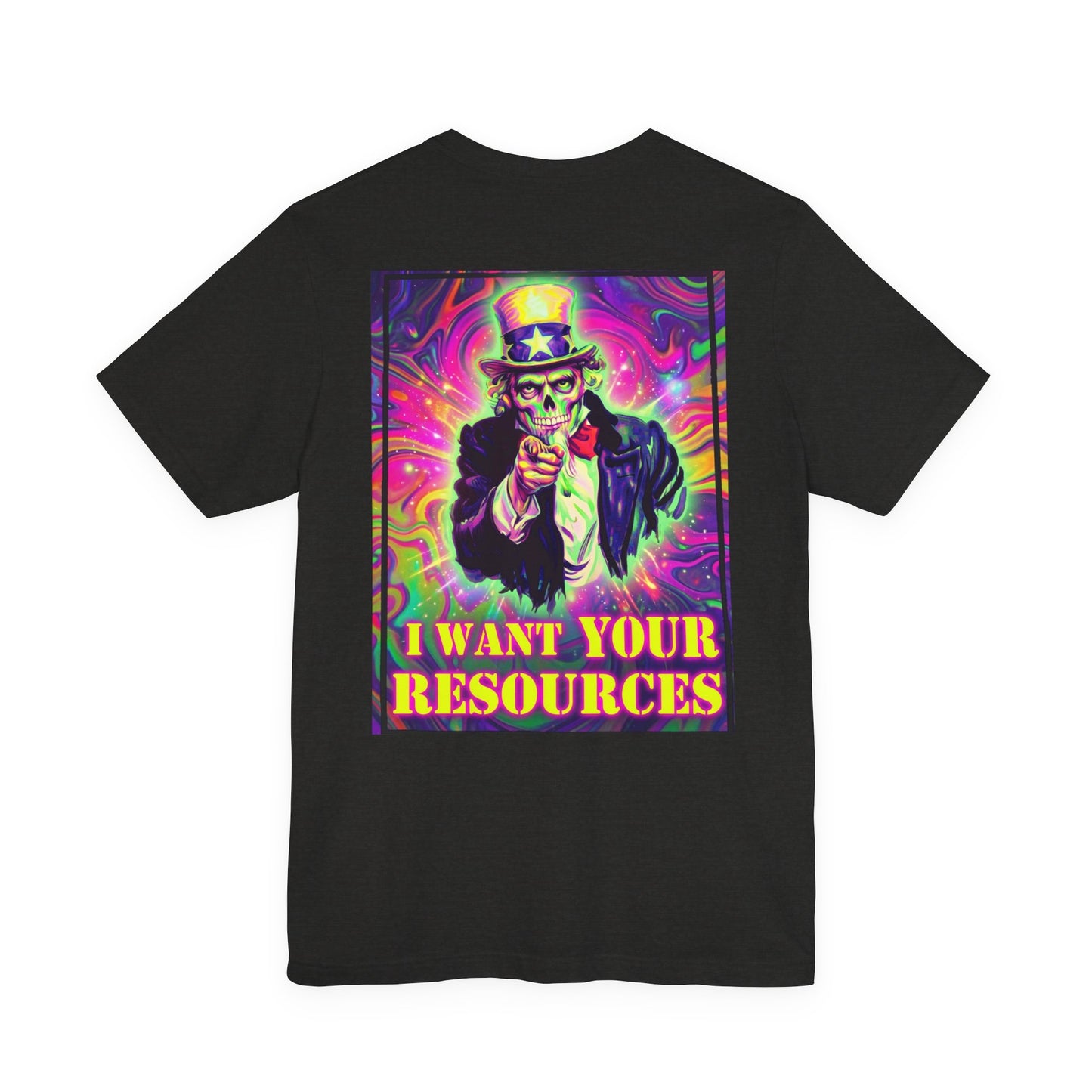 Black Colletion T‑Shirt — I WANT YOUR RESOURCES TOO