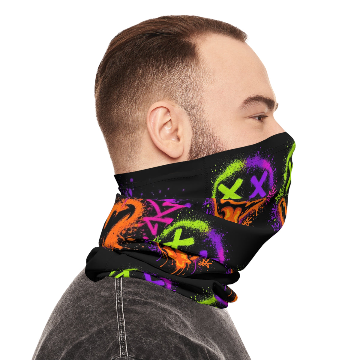 Lightweight Graffiti Neck Gaiter - Neon Face 4