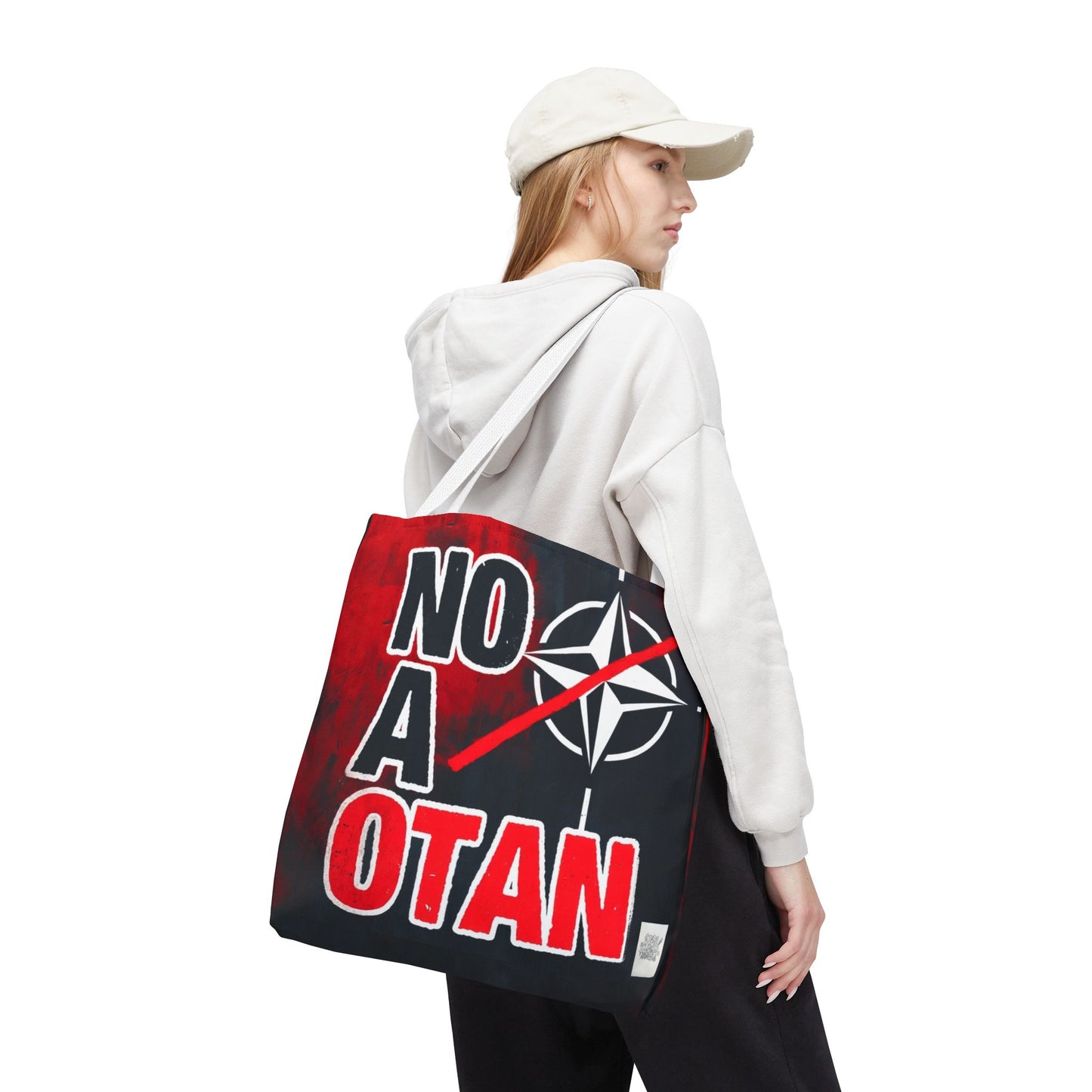 Bolso tote NO A OTAN negro/rojo — Anti-OTAN español/europeo