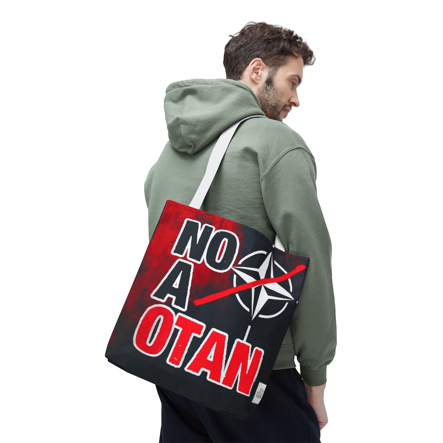 Bolso tote NO A OTAN negro/rojo — Anti-OTAN español/europeo