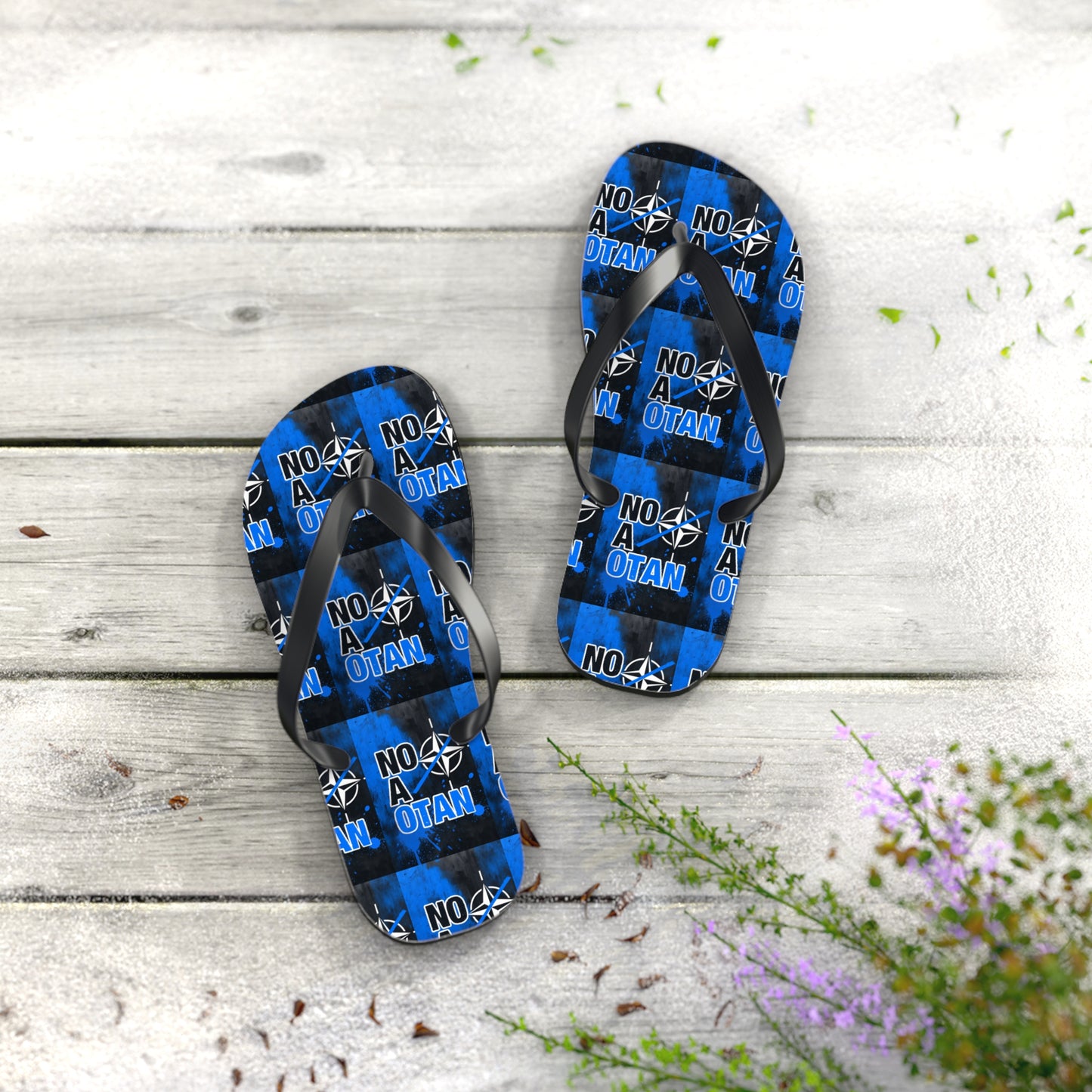 NO A OTAN Flip Flops – Blue Protest