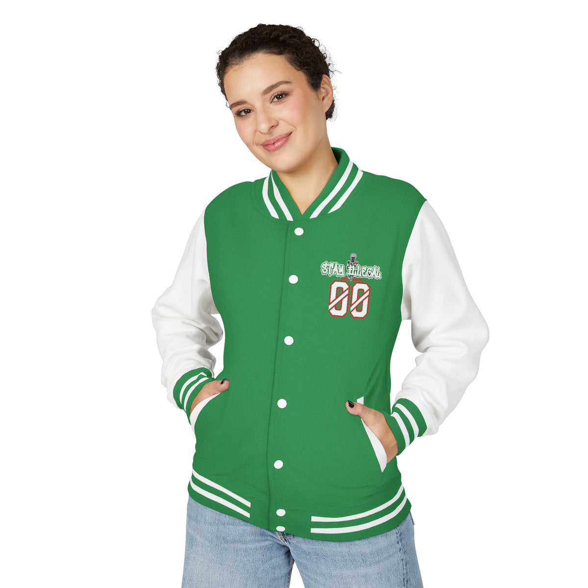 Stay Illegal Varsity Bomber Jacket - Calm Like a Bomb 00 (Plain-Sleeve)