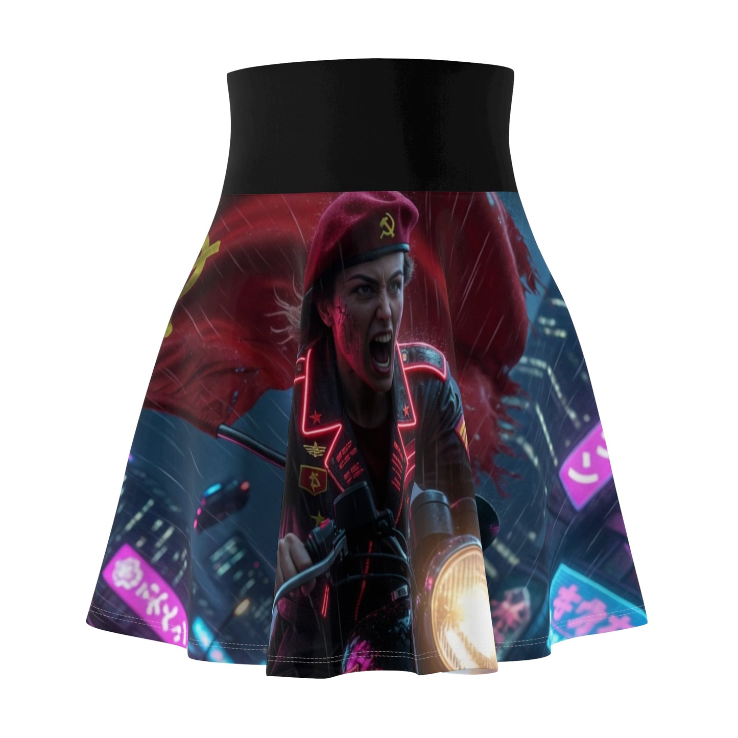 Women's Skater Skirt — Hammer Sickle Bike Neon