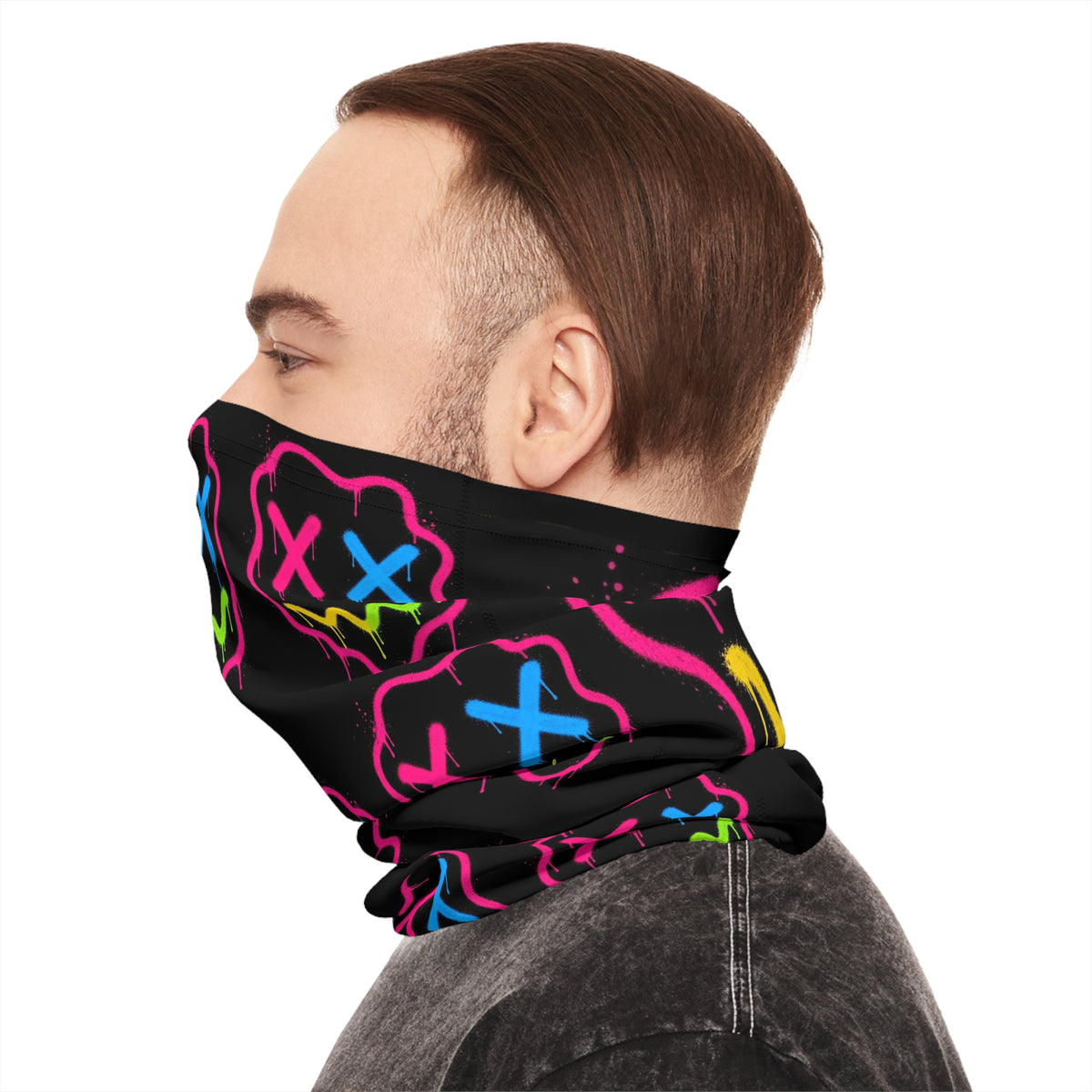 Lightweight Graffiti Neck Gaiter - Neon Face 8