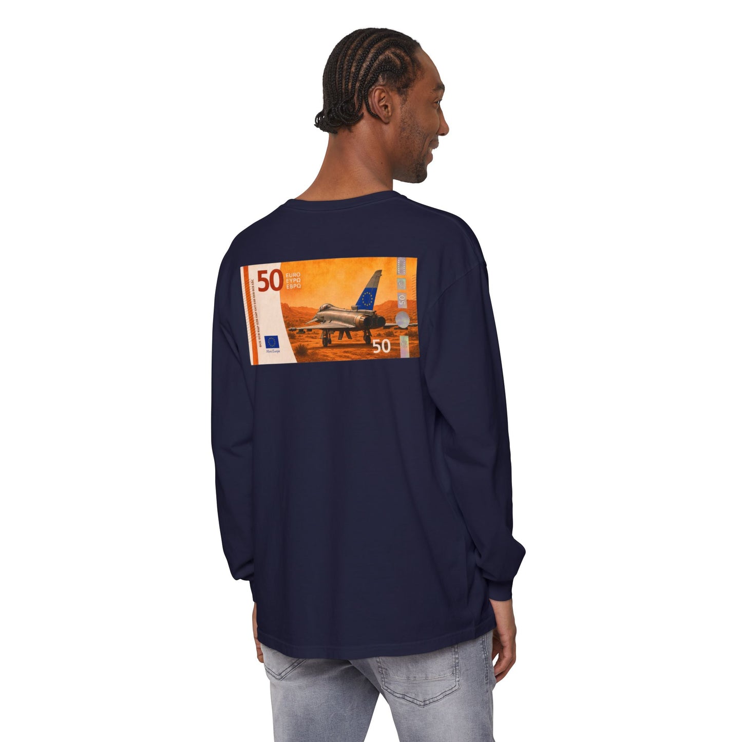 Long Sleeve Tee — More Europe 50euros Back Print