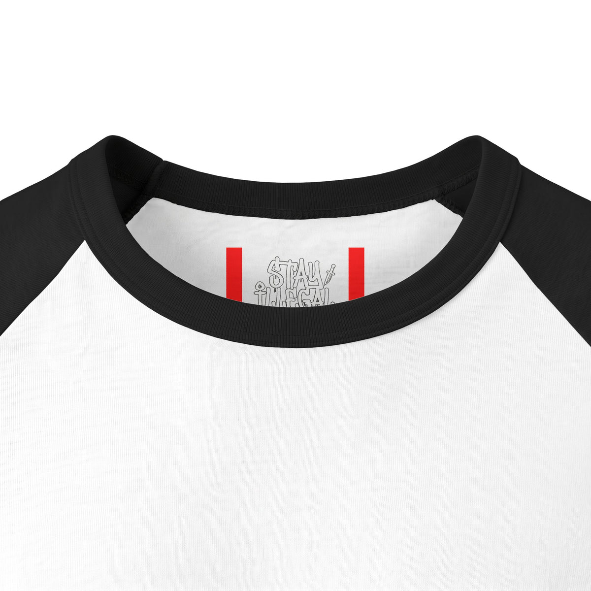 Stay Illegal Raglan 3/4 Sleeve T-Shirt — Purple Skull