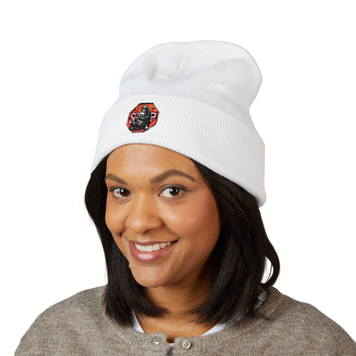 Embroidered Daruma Cuffed Beanie — Stop The Genocide Beenie Hat
