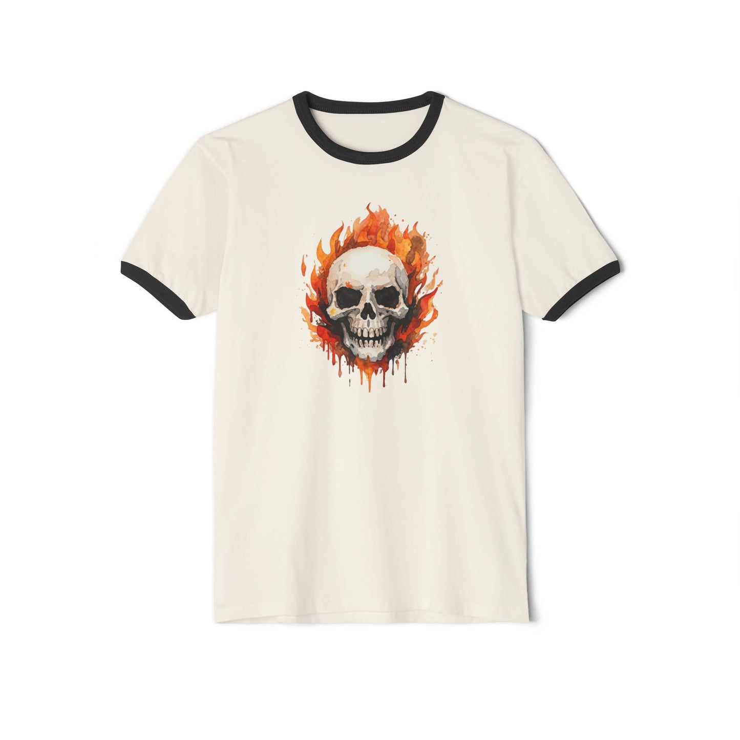 Stay Illegal Ringer T-Shirt — Flaming Skull