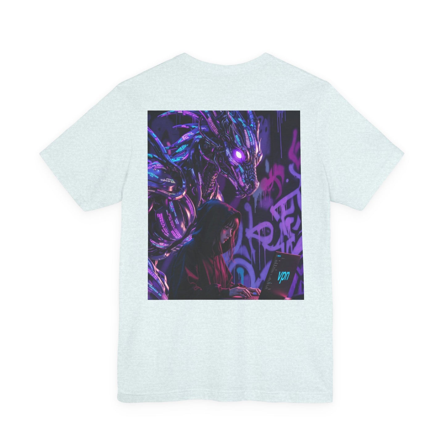 Back Print T‑Shirt — HACKER GIRL/DRAGON WATCHER VPN