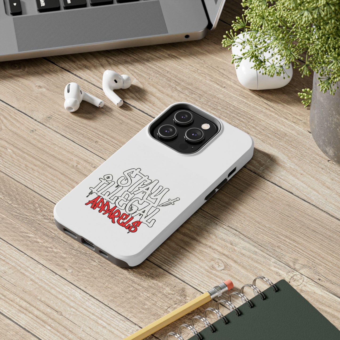 Coque de téléphone Stay Illegal - Blanc/Rouge robuste