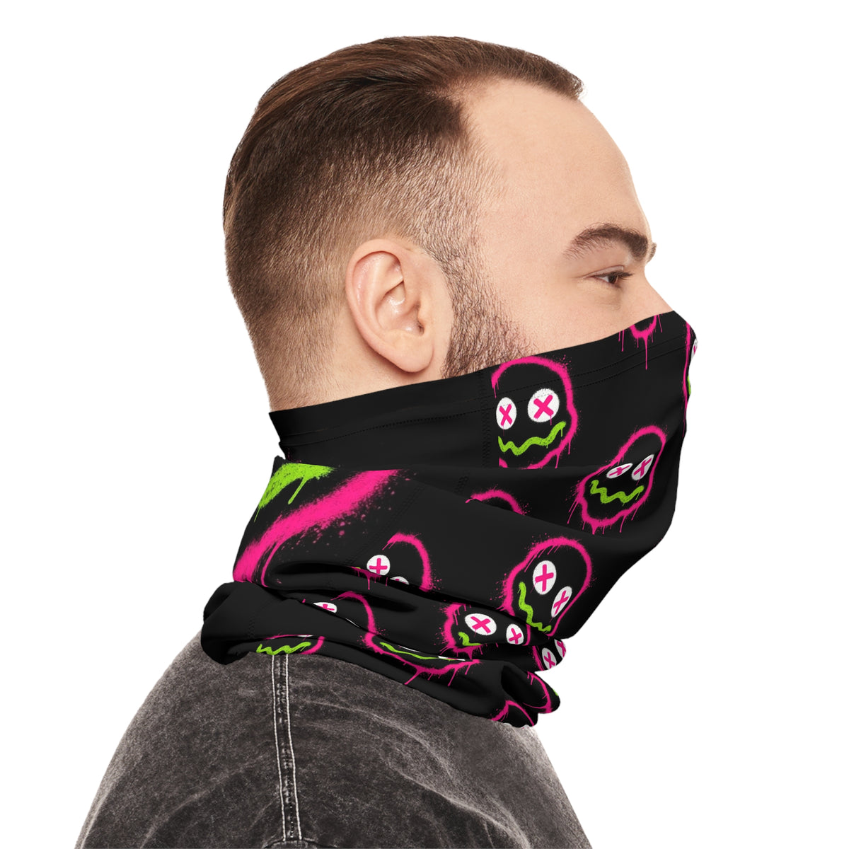 Lightweight Graffiti Neck Gaiter - Neon Face 2