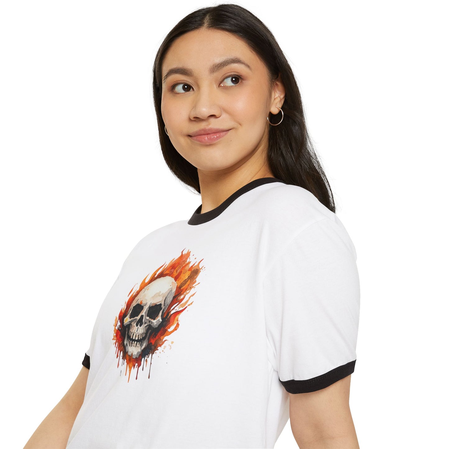 Stay Illegal Ringer T-Shirt — Flaming Skull