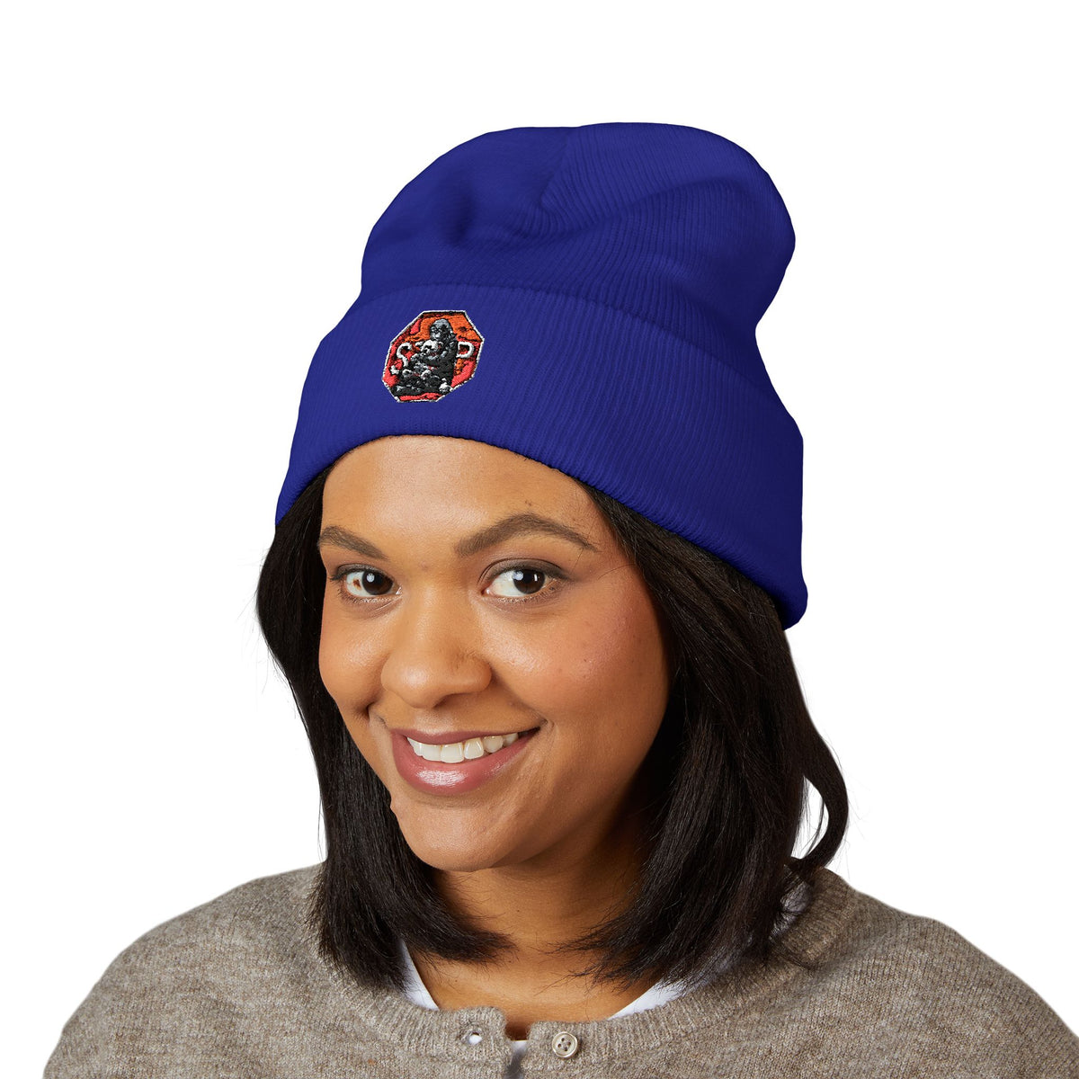Embroidered Daruma Cuffed Beanie — Stop The Genocide Beenie Hat