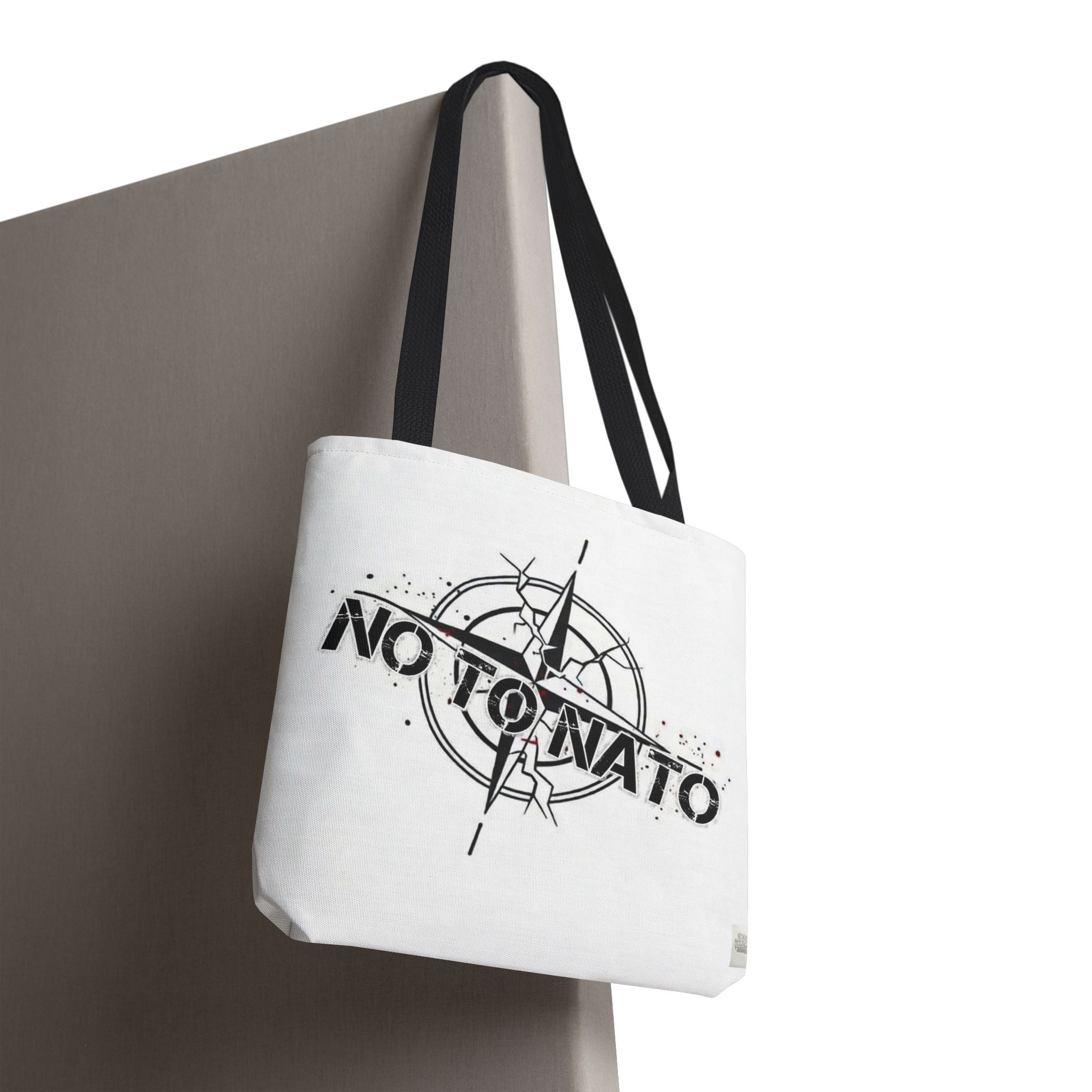 NO TO NATO White Tote Bag — Anti-NATO English/Russian