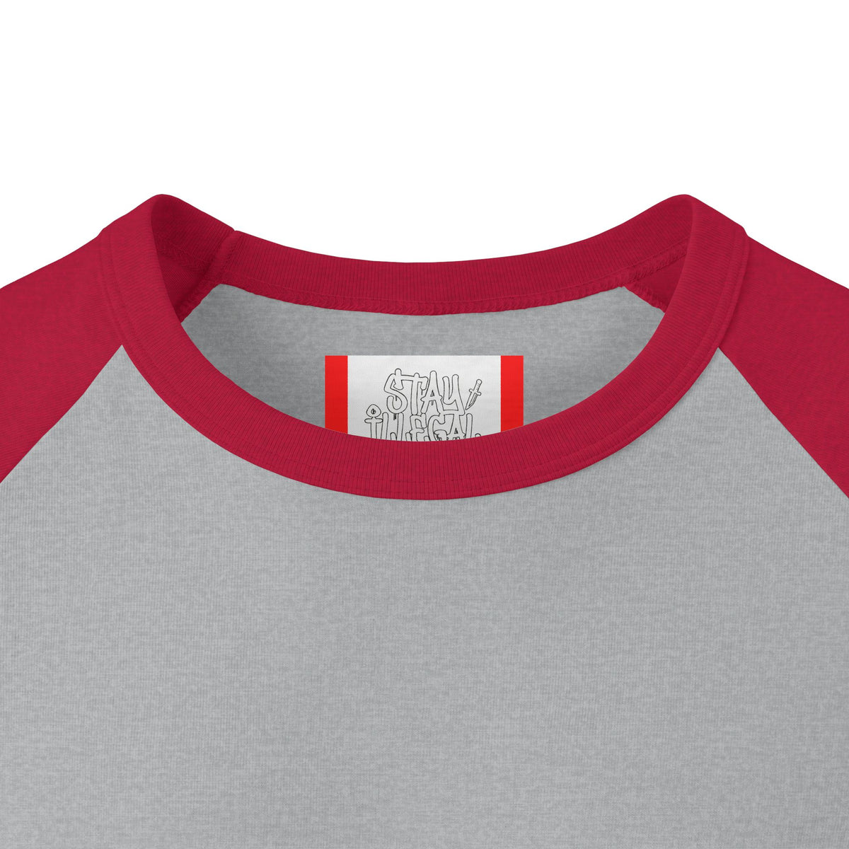 Stay Illegal Raglan 3/4 Sleeve T-Shirt — Purple Skull