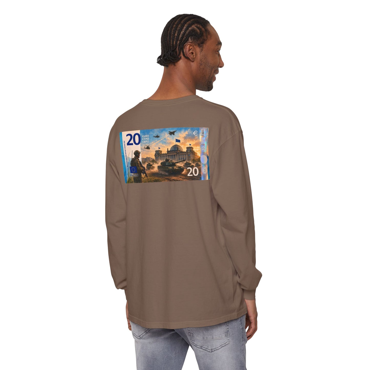 Long Sleeve Tee — More Europe 20euros Back Print