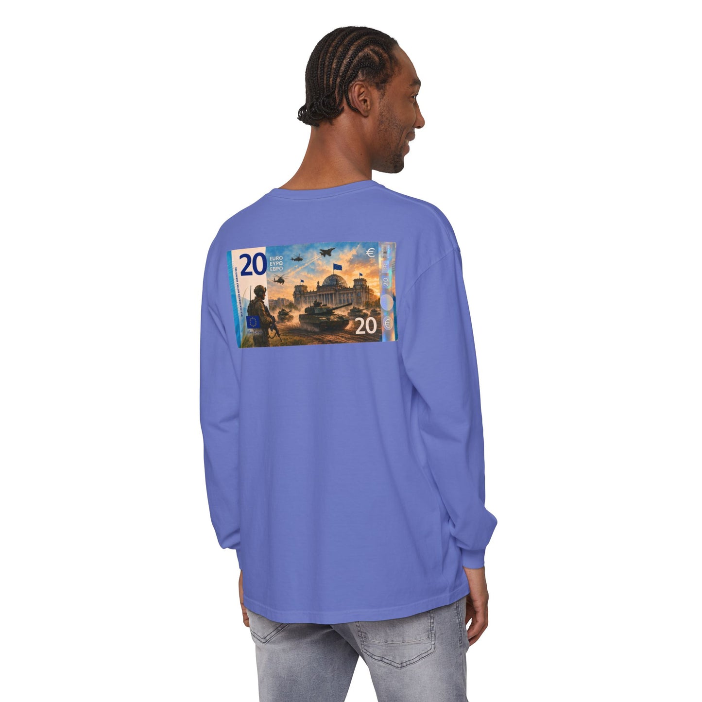 Long Sleeve Tee — More Europe 20euros Back Print