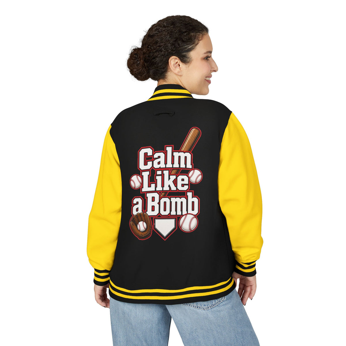 Stay Illegal Varsity Bomber Jacket - Calm Like a Bomb 00 (Plain-Sleeve)