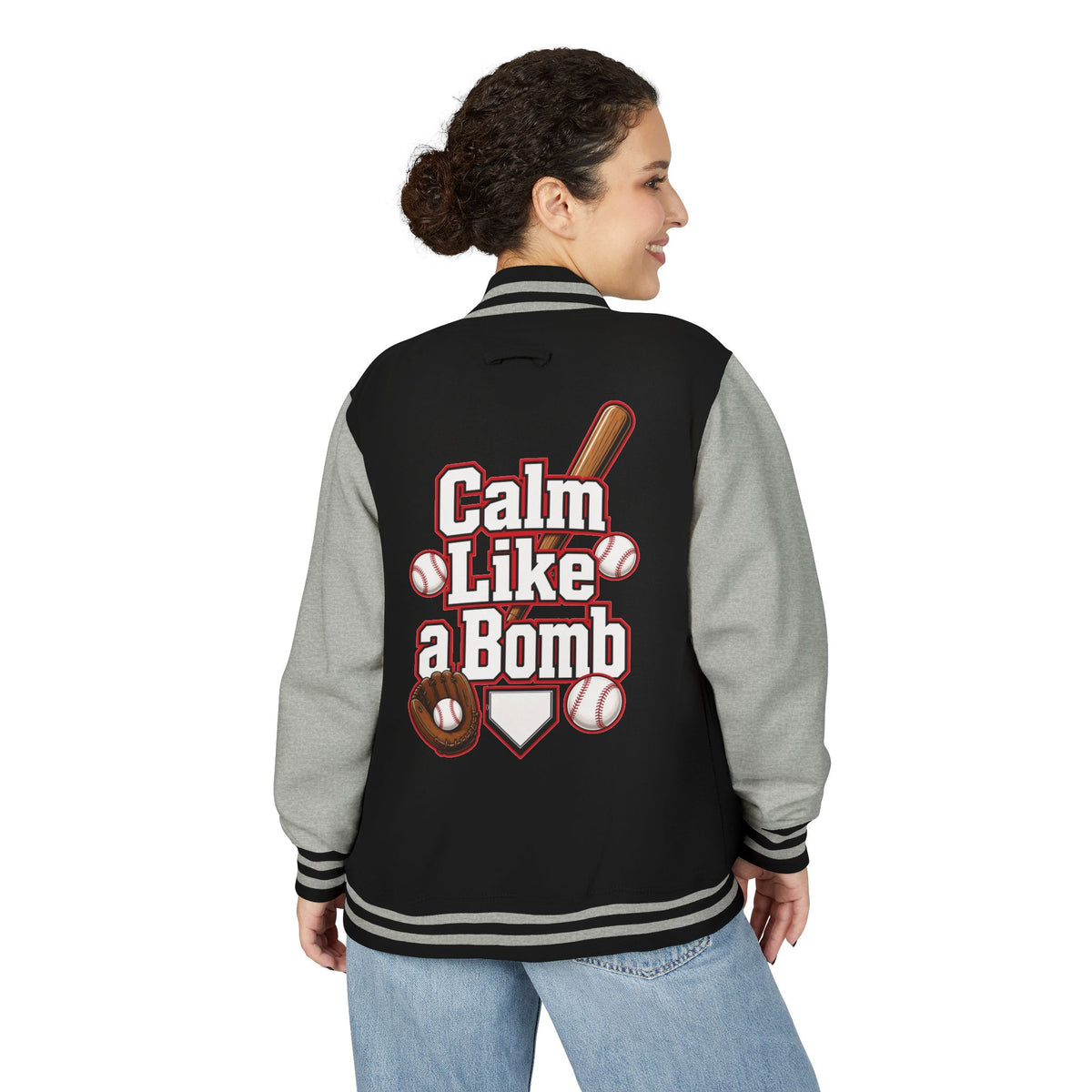 Stay Illegal Varsity Bomber Jacket - Calm Like a Bomb 00 (Plain-Sleeve)