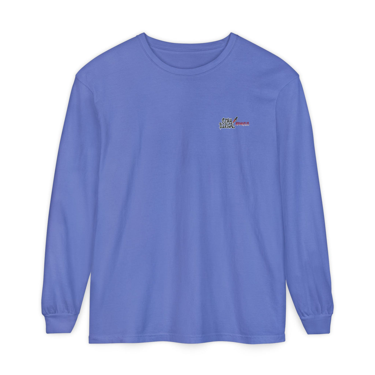 Back Print Long Sleeve T‑Shirt — Stay Illegal Skull/C