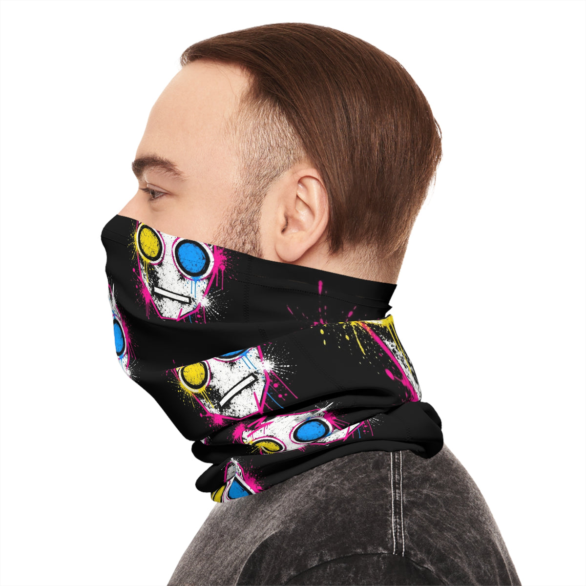 Lightweight Graffiti Neck Gaiter - Neon Face 5