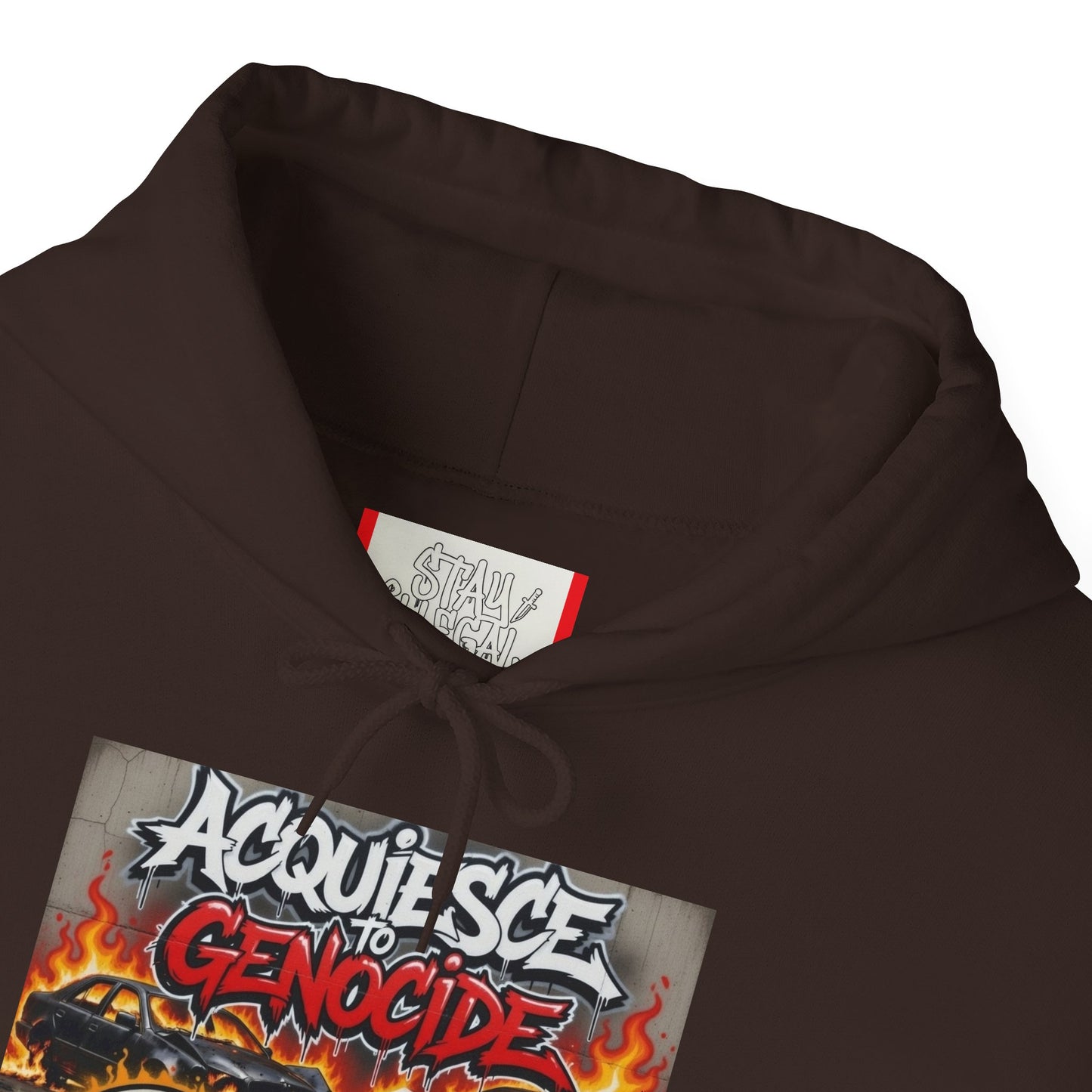 Stay Illegal Graffiti Hoodie - Acquiesce To Genocide