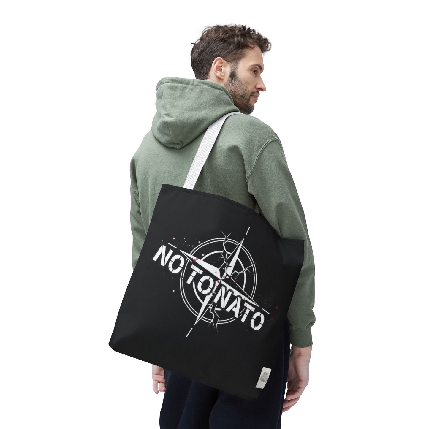 Bolso de mano negro NO A LA OTAN — Anti-OTAN inglés/ruso