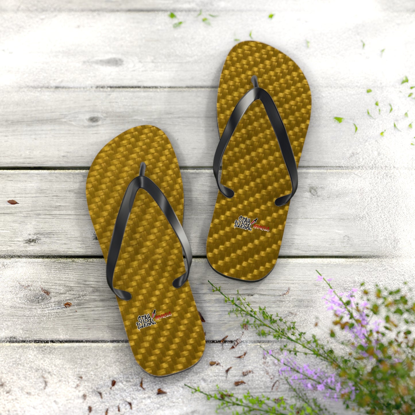 Carbon Fibre Flip Flops – Stay Illegal Gold