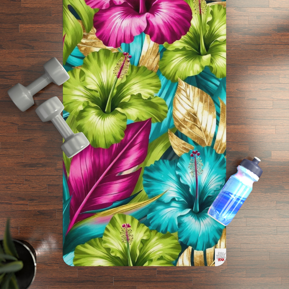 Illegal Exotic Yoga Mat — Non-Slip Vibrant Hibiscus Design