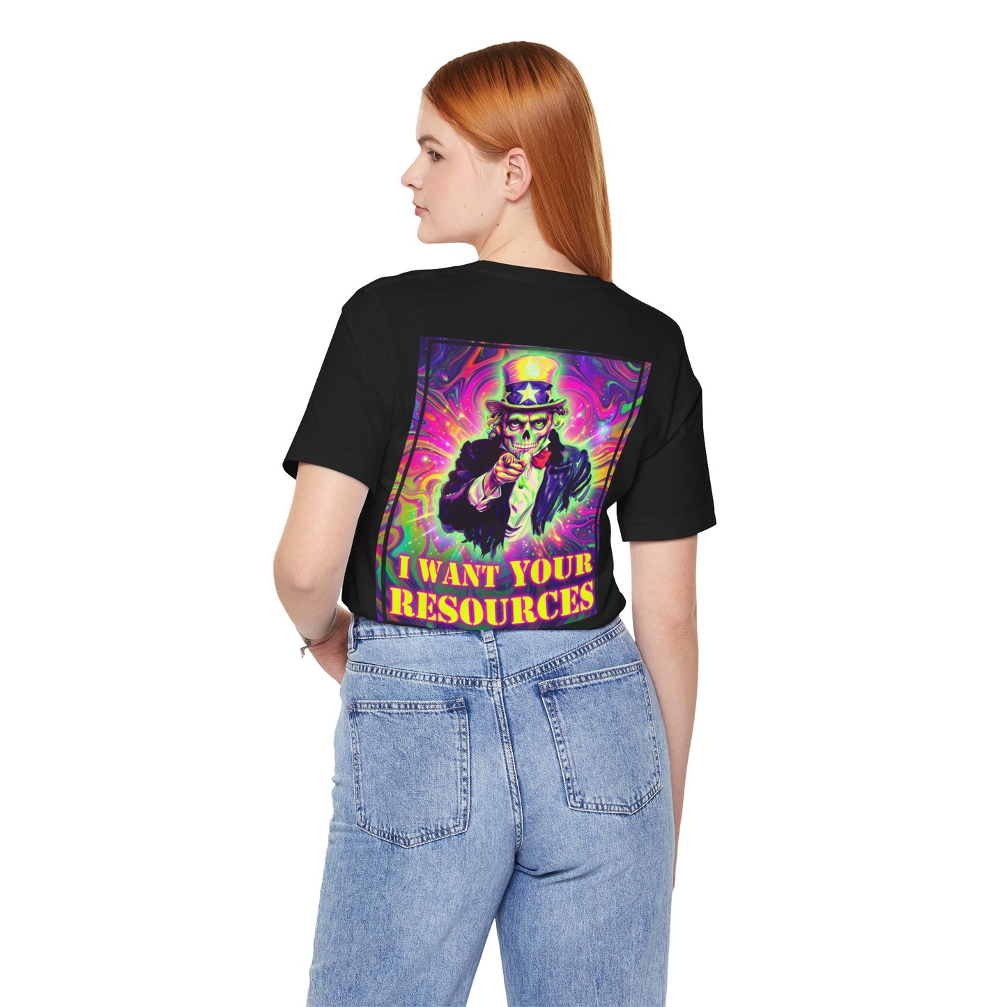 Black Colletion T‑Shirt — I WANT YOUR RESOURCES TOO