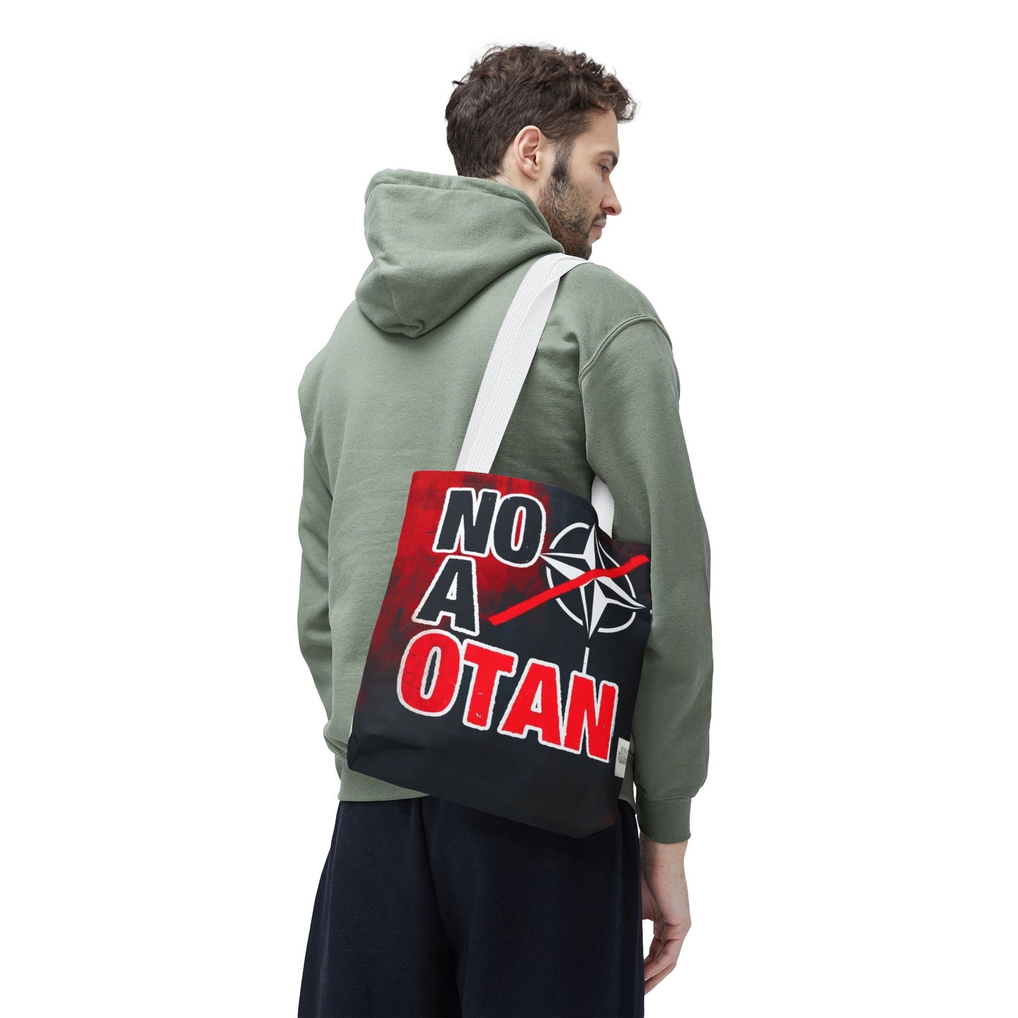 Bolso tote NO A OTAN negro/rojo — Anti-OTAN español/europeo