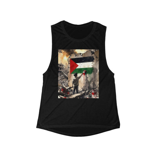 Palestine Artwork Tank Top "Roller" — Protest Street Art Muscle Tee