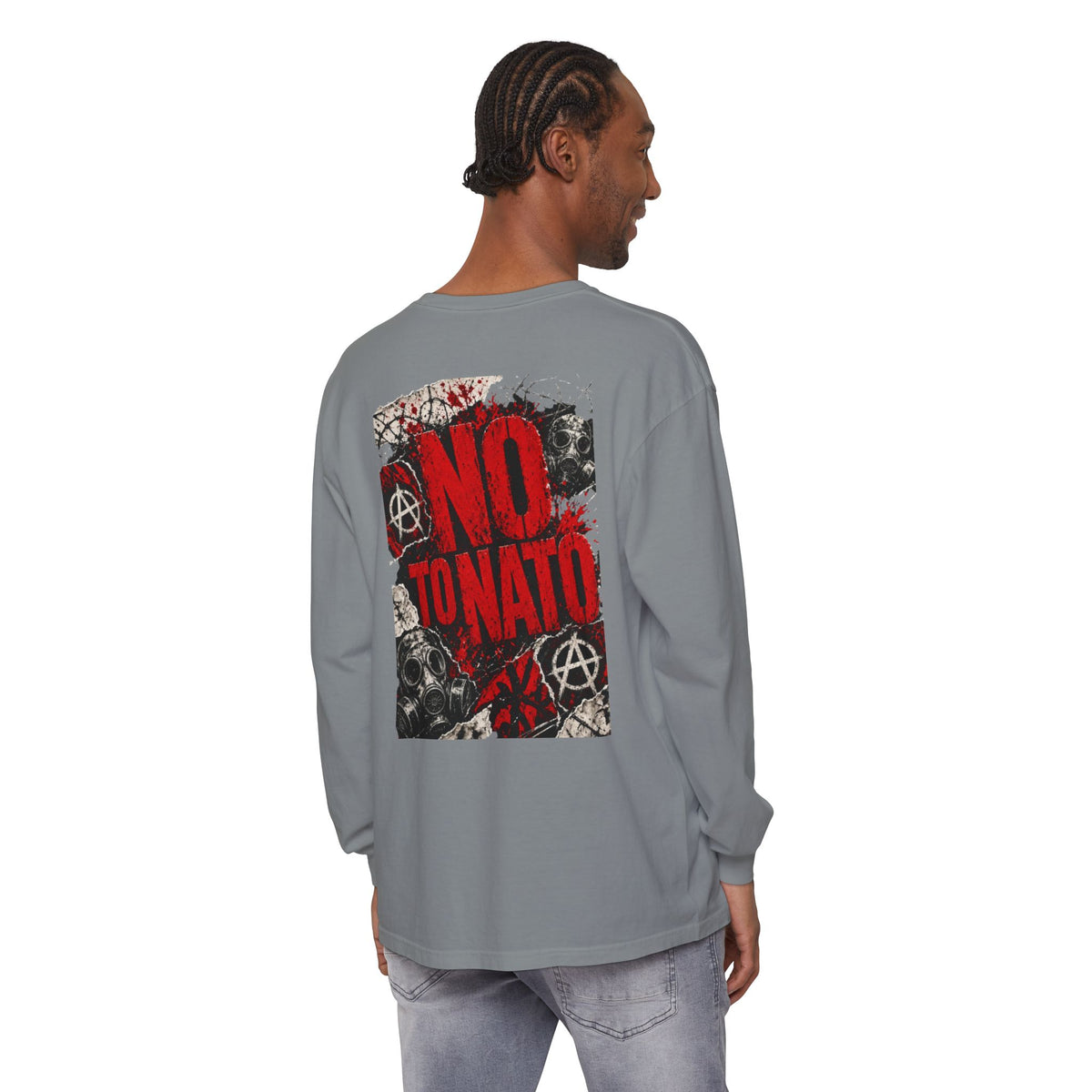 Protest Long Sleeve T‑Shirt — No To NATO Anarchist