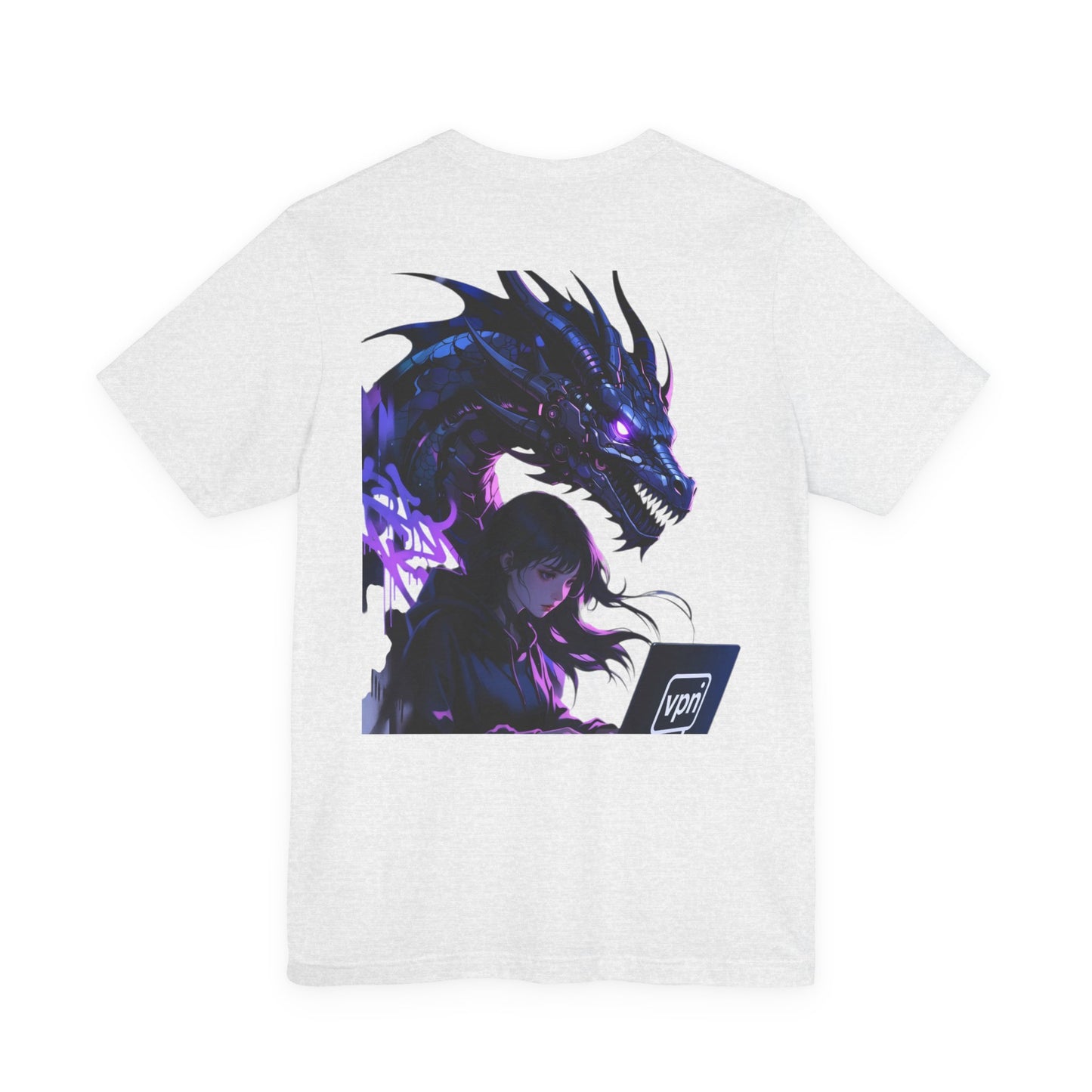 Back Print T‑Shirt — HACKER GIRL/DRAGON TEETH VPN