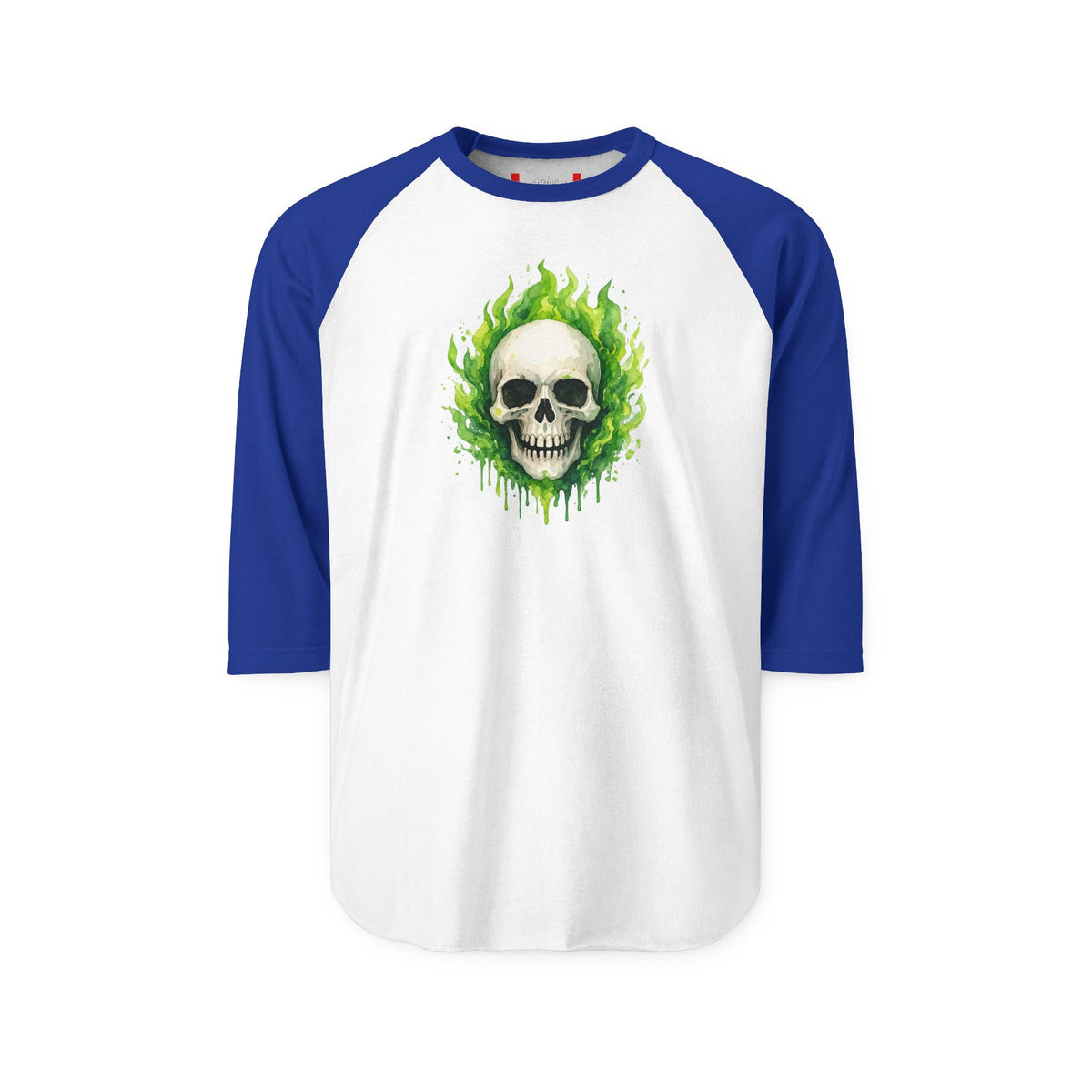 Stay Illegal Raglan 3/4 Sleeve T-Shirt — Green Skull