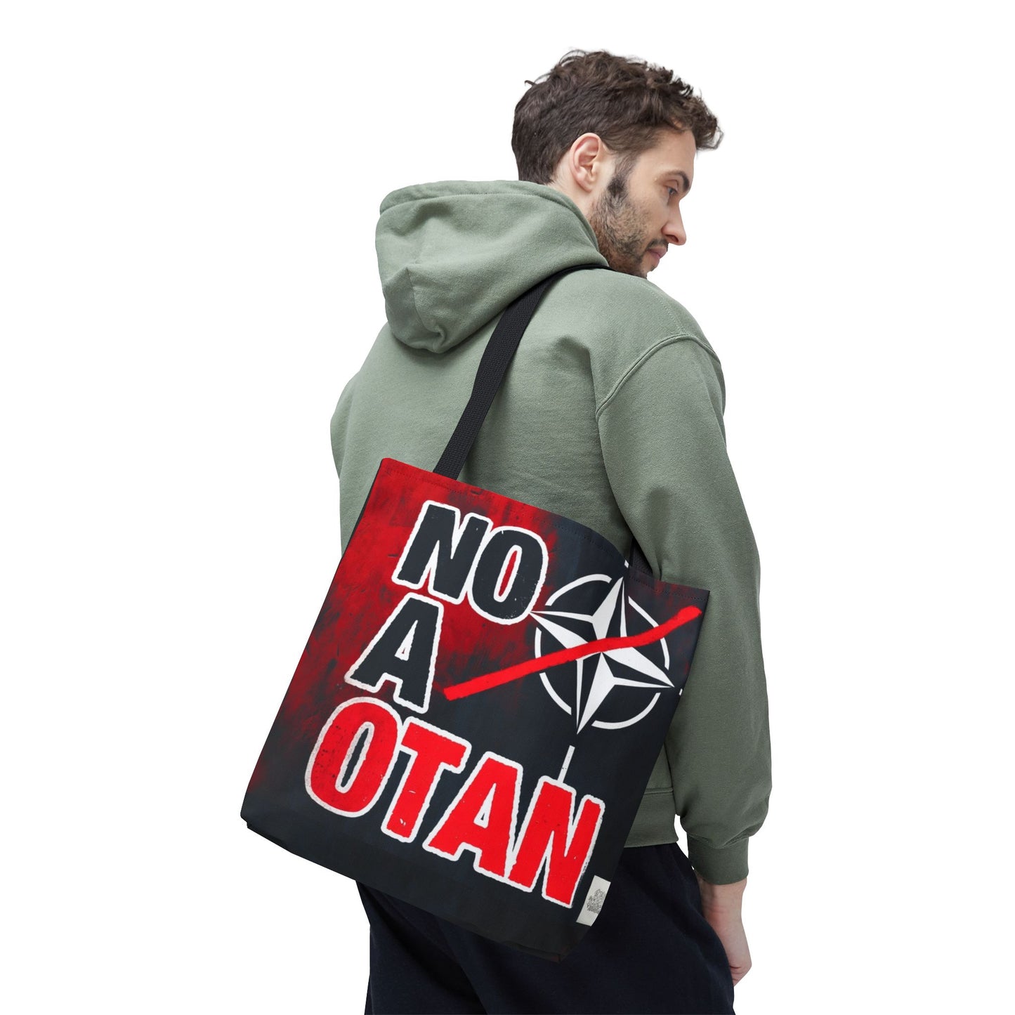 Bolso tote NO A OTAN negro/rojo — Anti-OTAN español/europeo