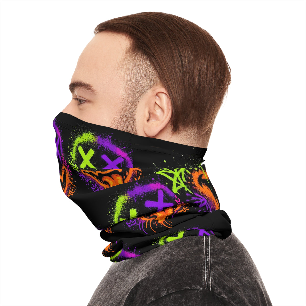 Lightweight Graffiti Neck Gaiter - Neon Face 4