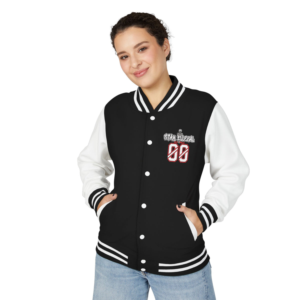 Stay Illegal Varsity Bomber Jacket - Calm Like a Bomb 00 (Plain-Sleeve)