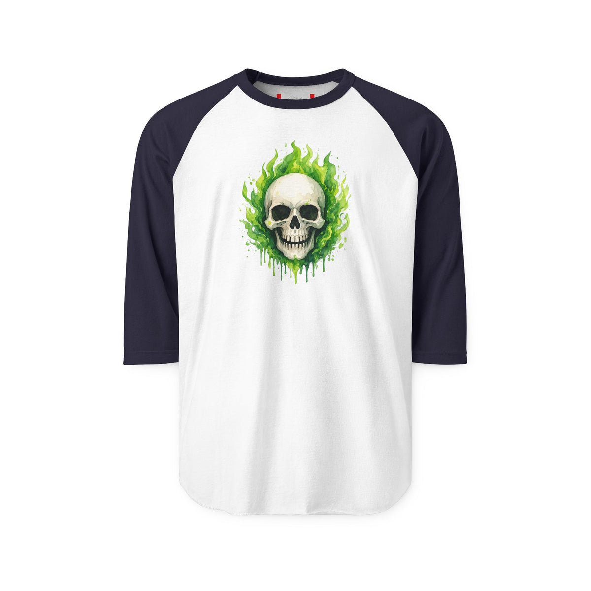 Stay Illegal Raglan 3/4 Sleeve T-Shirt — Green Skull