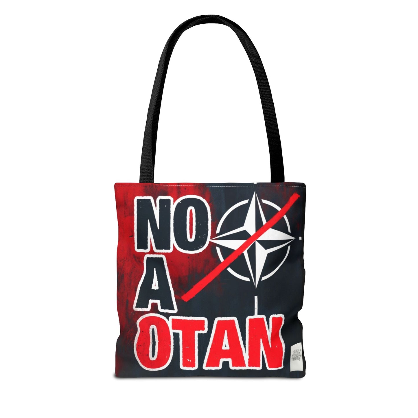 Bolso tote NO A OTAN negro/rojo — Anti-OTAN español/europeo