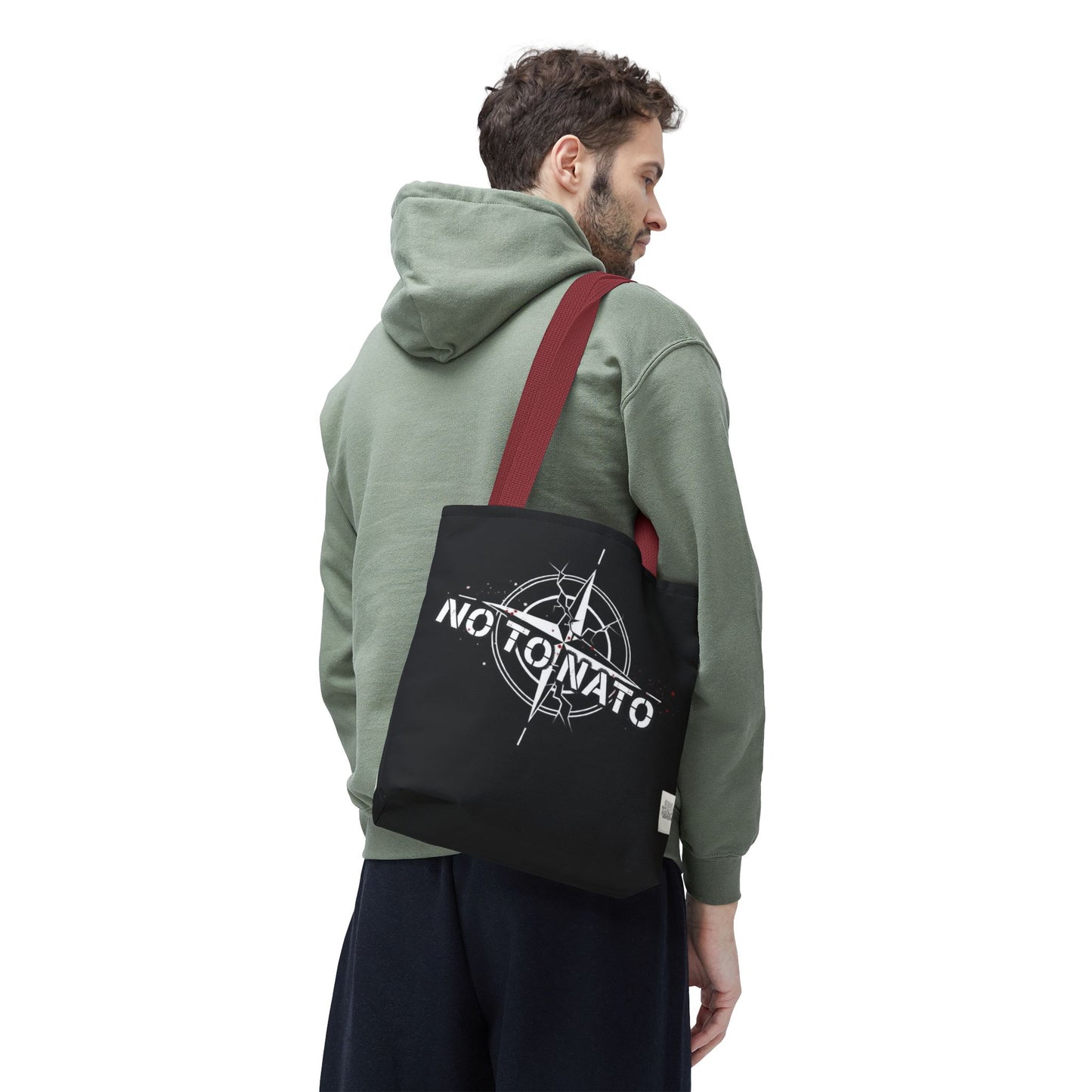 Bolso de mano negro NO A LA OTAN — Anti-OTAN inglés/ruso